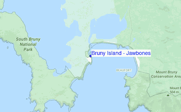 Bruny Island - Jawbones location map