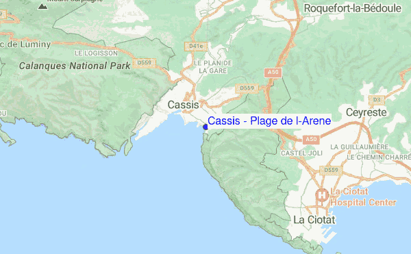 Cassis - Plage de l'Arène location map