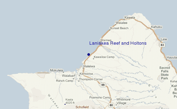 Laniakea Reef and Holtons location map