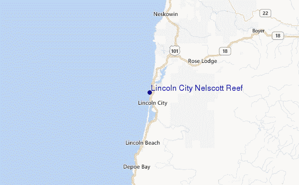 Lincoln City Nelscott Reef Location Map