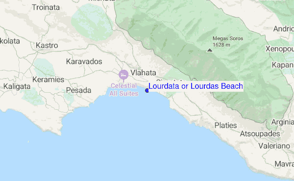 Lourdata or Lourdas Beach location map