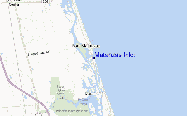 Matanzas Inlet location map