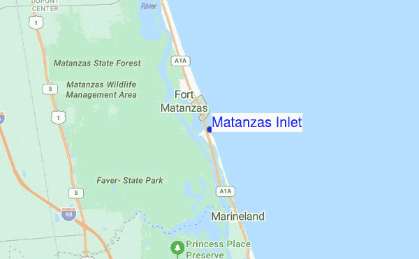 Matanzas Inlet location map