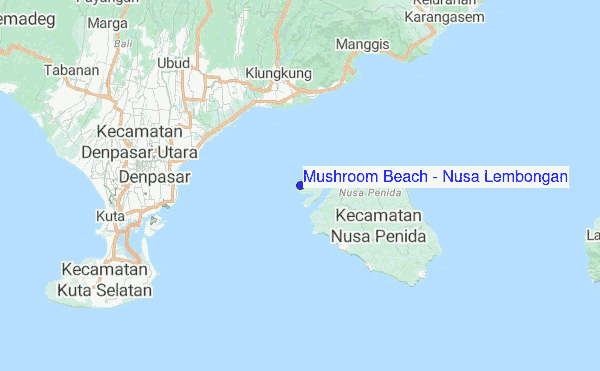 Mushroom Beach - Nusa Lembongan Location Map