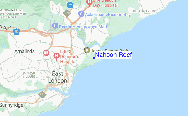 Nahoon Reef location map