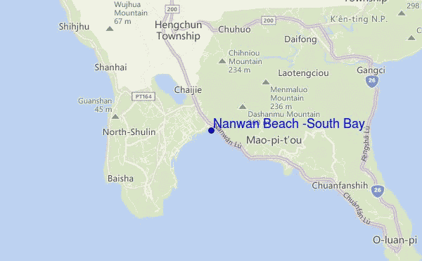 Nanwan Beach (South Bay) location map