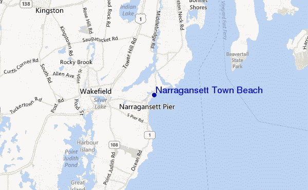Narragansett Town Beach location map