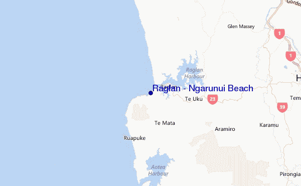 Raglan - Ngarunui Beach Location Map