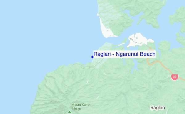 Raglan - Ngarunui Beach location map