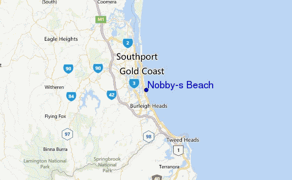 Nobby's Beach Location Map