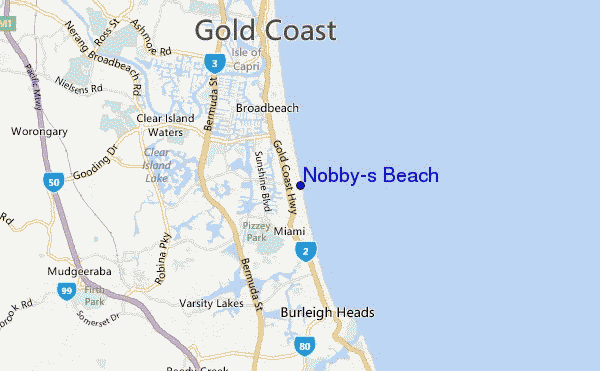 Nobby's Beach location map