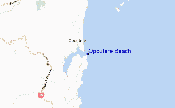 Opoutere Beach location map