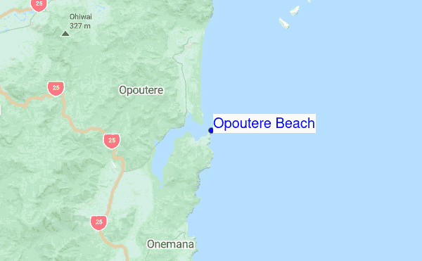 Opoutere Beach location map