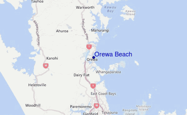 Orewa Beach Location Map