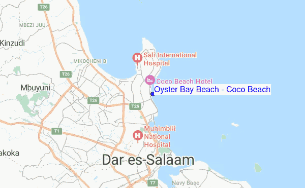 Oyster Bay Beach - Coco Beach location map