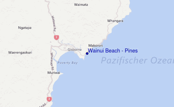 Wainui Beach - Pines Location Map
