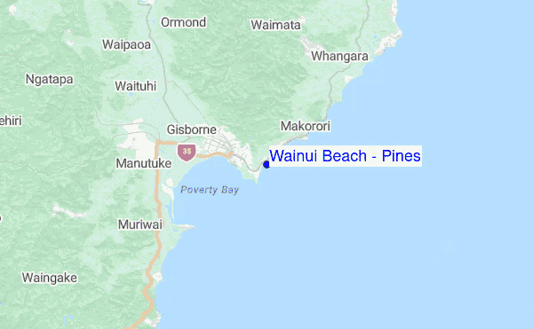 Wainui Beach - Pines Location Map