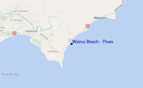 Wainui Beach - Pines location map