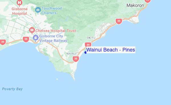 Wainui Beach - Pines location map