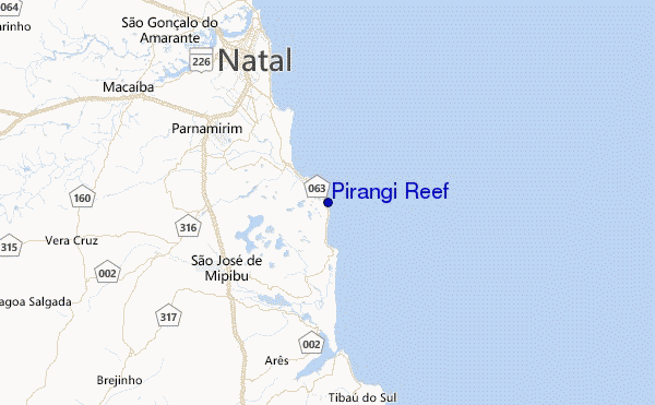 Pirangi Reef Location Map