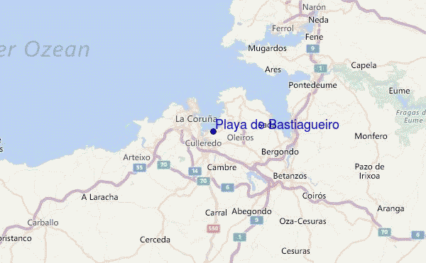 Playa de Bastiagueiro Location Map