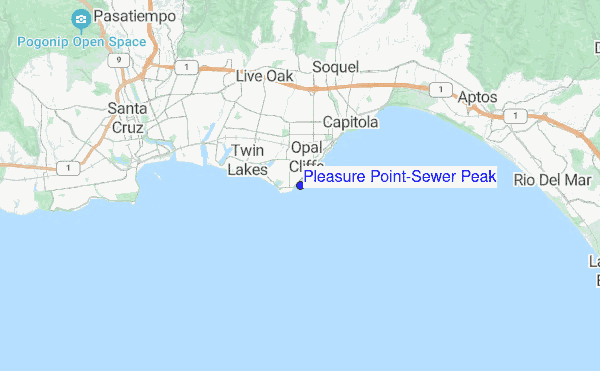 Pleasure Point-Sewer Peak location map