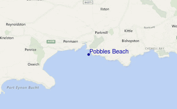 Pobbles Beach location map