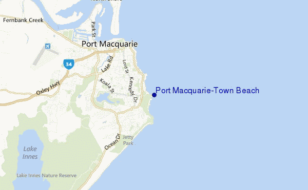 Port Macquarie-Town Beach location map