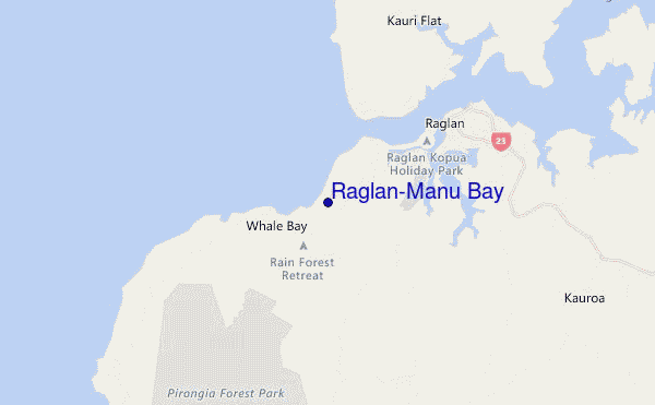 Raglan-Manu Bay location map
