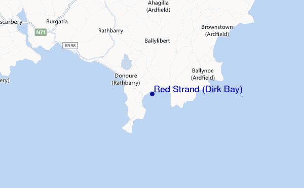 Red Strand (Dirk Bay) location map