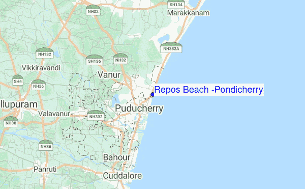 Repos Beach (Pondicherry) Location Map