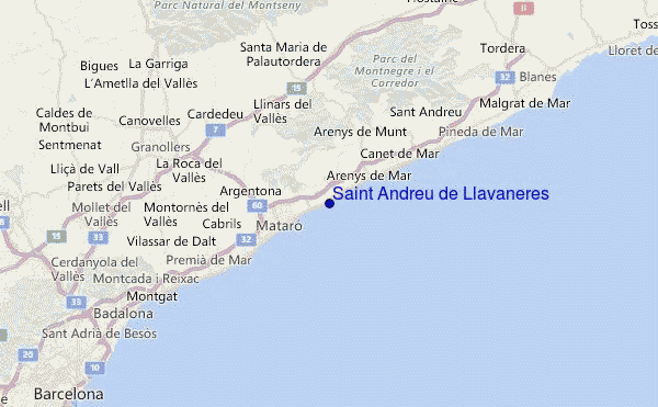 Saint Andreu de Llavaneres Location Map