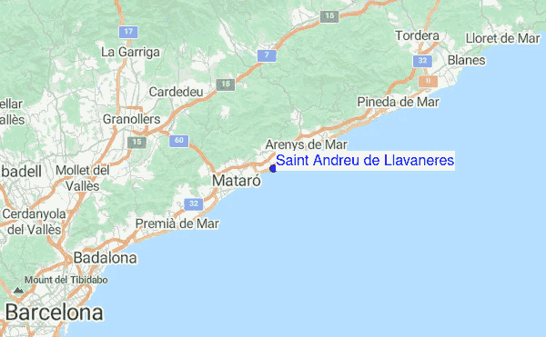 Saint Andreu de Llavaneres Location Map