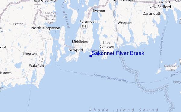 Sakonnet River Break Location Map