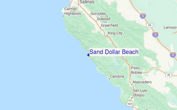Sand Dollar Beach Surf Forecast And Reports Cal Monterey Usa Sand Dollar Beach Regional Map