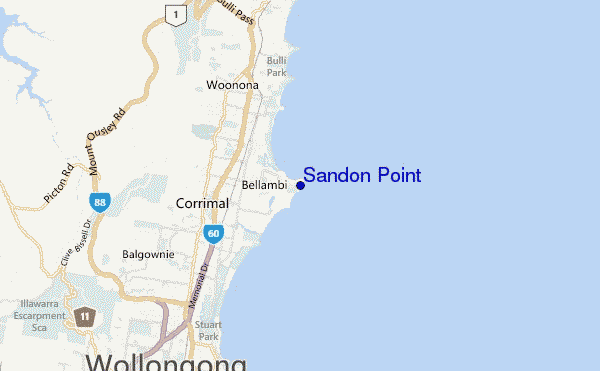 Sandon Point location map