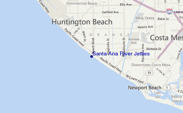 Santa Ana River Jetties location map