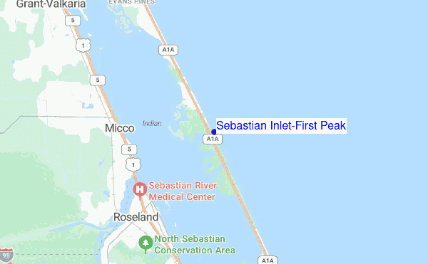 Sebastian Inlet-First Peak location map