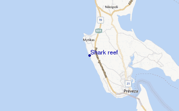 Shark reef location map