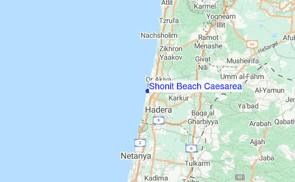 Shonit Beach Caesarea Location Map