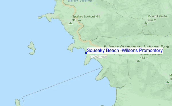 Squeaky Beach (Wilsons Promontory) location map