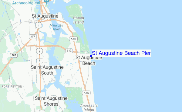 St Augustine Beach Pier location map