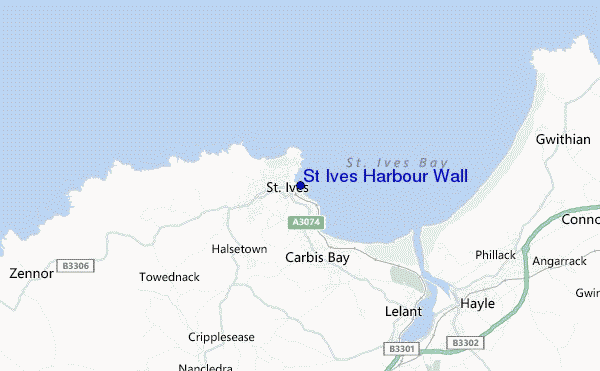St Ives Harbour Wall location map