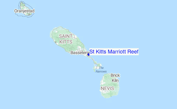 St Kitts Marriott Reef Location Map