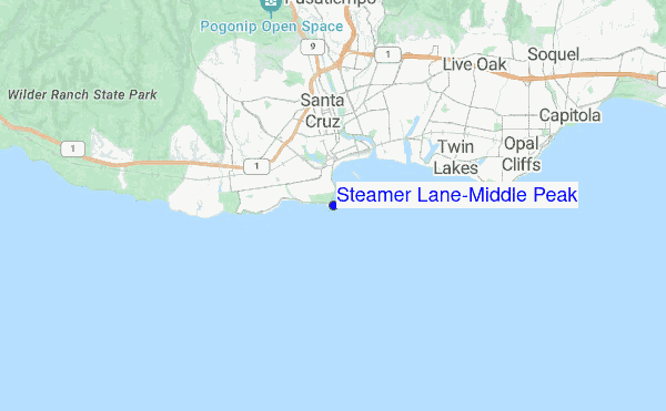 Steamer Lane-Middle Peak location map