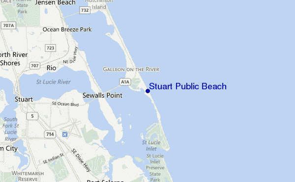 Stuart Public Beach location map