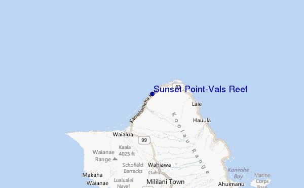 Sunset Point/Vals Reef Location Map