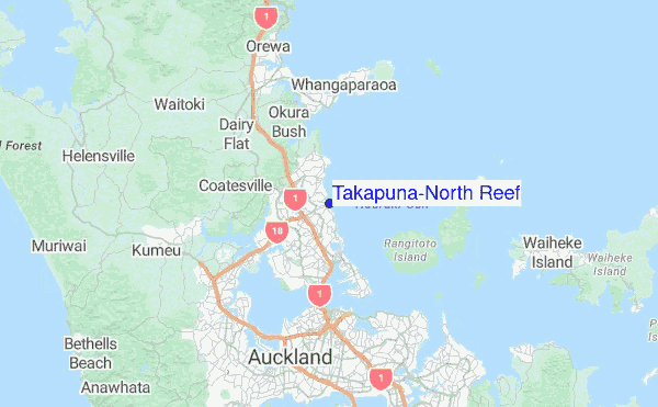 Takapuna-North Reef Location Map