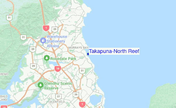 Takapuna-North Reef location map