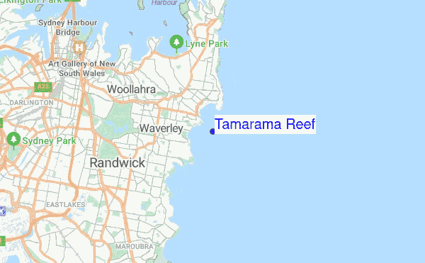 Tamarama Reef location map